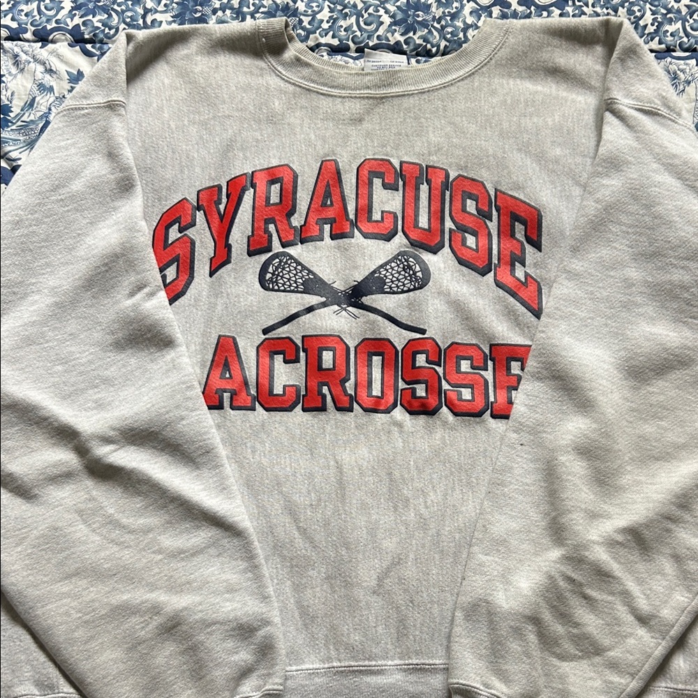 Champion Gray Syracuse Lacrosse Sweatshirt
